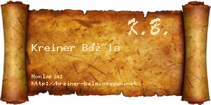 Kreiner Béla névjegykártya