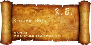 Kreiner Béla névjegykártya